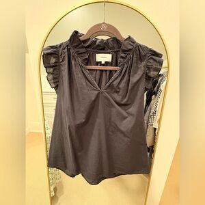 XiRENA Black Ruffled Blouse